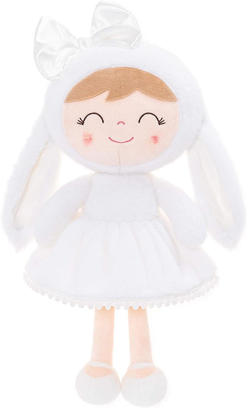 Gloveleya Baby Girl Gift Plush Bunny Doll - First Baby Doll for Toddlers, White 12 Inches