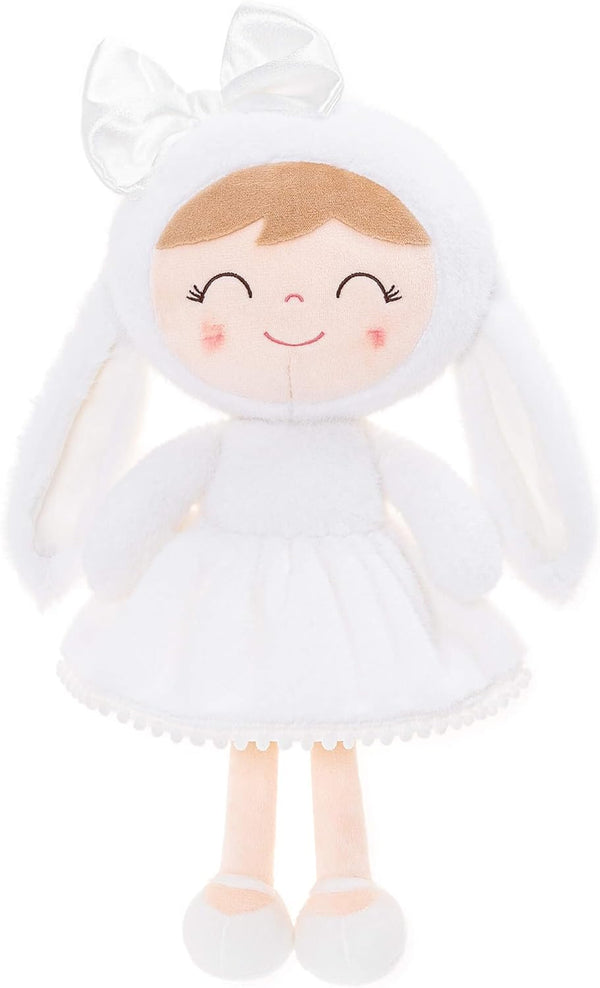 Gloveleya Baby Girl Gift Plush Bunny Doll - First Baby Doll for Toddlers, White 12 Inches