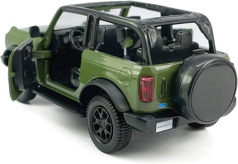 2-Door Convertible Bronco Model Car - 1/36 Scale Diecast Toy with Pull Back Doors, Black Rim