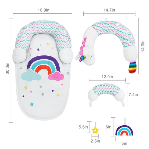 2-in-1 Tummy Tummy Lovvie & Joy Time Mat & Seated Support Pillow,Baby Time Pillow Support for Newborns and Older