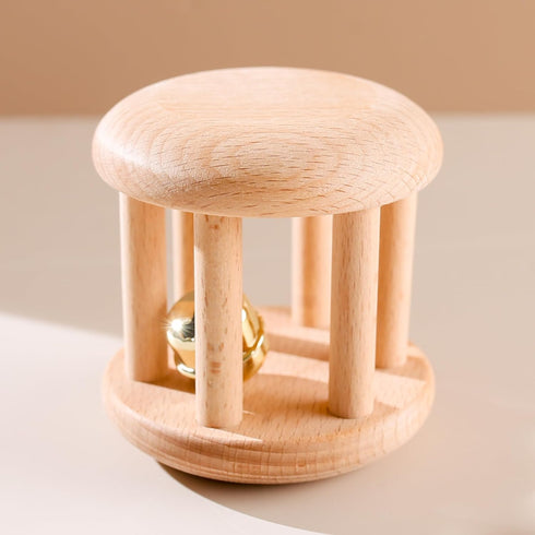 Promise Babe Infant Gym Organic Wooden Rattle, Wooden Bells Rattles for Nursing Shower Gifts, Waldorf Toys