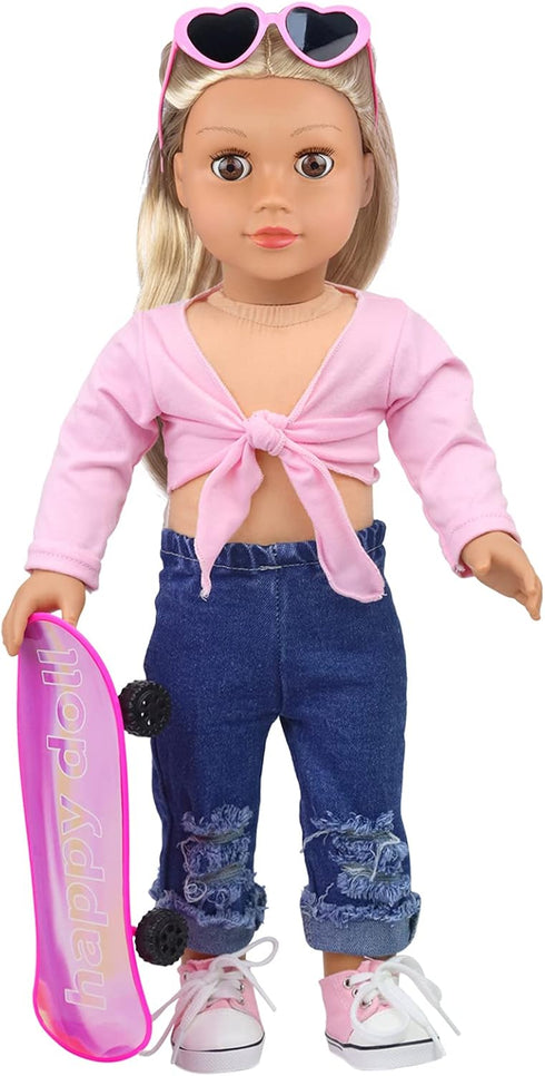 ZITA ELEMENT 18 Inch Girl Doll Clothes Set - Scooter, Skateboard, Sport Shoes, and Accessories for Outdoor Fun