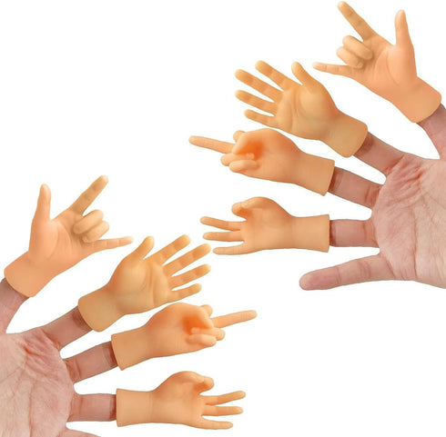 AQKILO Tiny Hands Mini Finger Puppets, 8 Pieces Left and Right Hand Set, Funny Party Favors and Novelty Toys