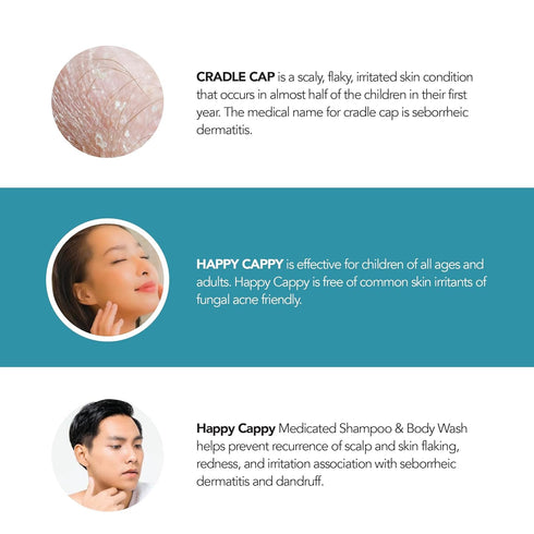 8 Oz (Pack 2) Happy Cappy Medicated Shampoo and Body Wash- Baby Dandruff Shampoo, Helps Cradle Cap and Seborrheic