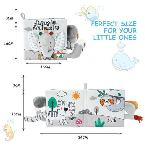 Vicloon Cloth Books, 3D Touch Feel High Contrast Cloth Book, Baby Books Toys for Baby 0-12 Months, Soft Baby Books Touch and Feel Crinkle for Infants Toddler Gifts Toy(Elephant)