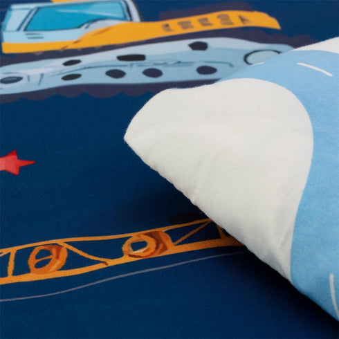 4 Set NTBED Pieces Construction Truck Toddler Bedding for Baby Boys, Flags Vehicles Excavator Cars Printed, Includes