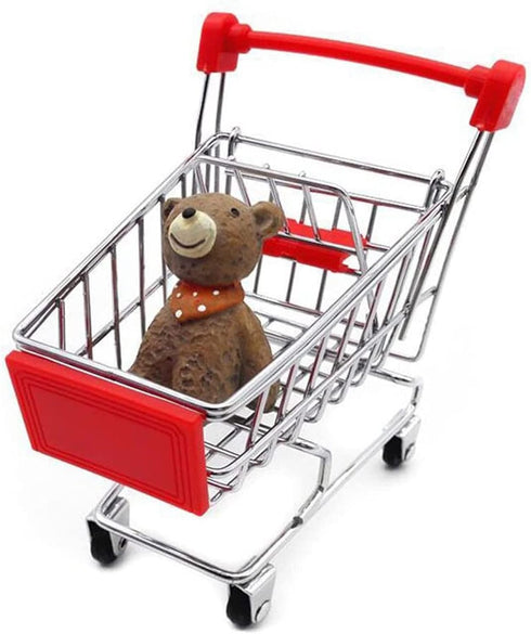 kxkxvovo Mini Shopping Cart, Red, Durable, Perfect for Role Play, Storage, and Decor