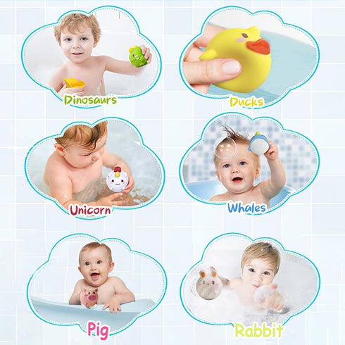 6-12 12-18 6PCS 1-3 Bath Toys Toddler No Hole Bath Tub Toys for Baby Months Toys Months Animal Floating Bathtub Toys