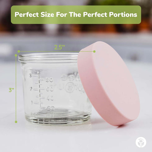 WeeSprout Glass Baby Food Storage Jars w/Lids, 12 Pack Set, 4 oz, Reusable Small Containers for Snack, Puree, Breast