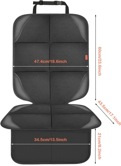 Car Seat Protector for Child Car Seat, 2 Pack with Non-Slip Bottom and 2 Large Mesh Pockets for SUV