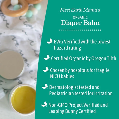 Earth Mama 2-Ounce (3-Pack) Organic Diaper Balm | Diaper Cream for Baby | EWG Verified, Petroleum & Artificial