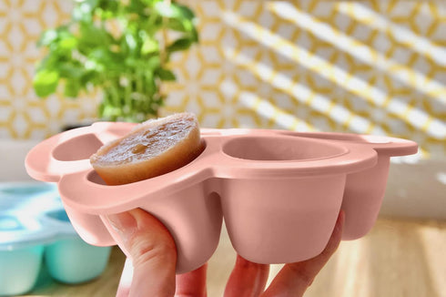 3 oz BEABA Multiportions Premium Quality Silicone Baby Food Freezer Tray with Clip On Lid, Baby Food Storage Container