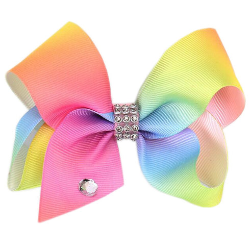 Baby Girls Hair Clips Rainbow Ribbon Hair Bows Colorful 4 Inch Pride Hair Accessories for Toddlers (Pink)