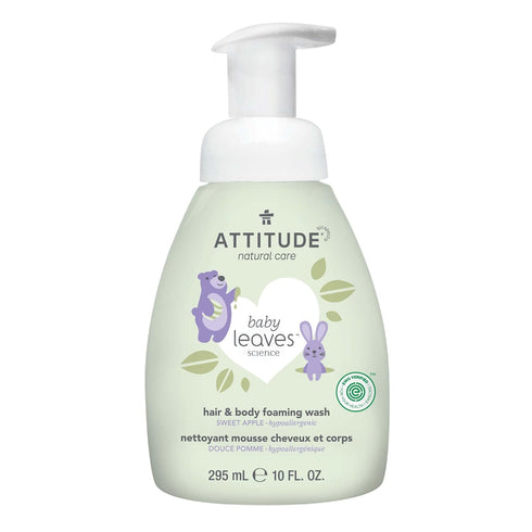 ATTITUDE 2-in-1 Baby Wash, EWG Verified Shampoo Soap, Vegan, Sweet Apple, 10 Fl Oz, Dermatologically Tested