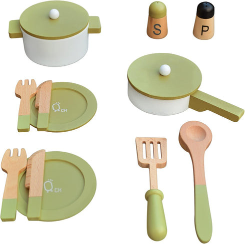 Teamson Kids - Little Chef Frankfurt Wooden Cookware Play Kitchen Accessories for
