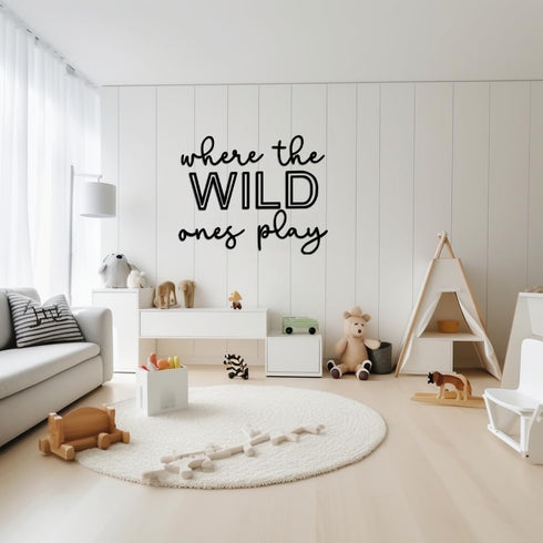 40 Playroom Wall Decor, XXL Where The Wild Ones Play Nursery Sign Wooden Wall Art Decoration for Kids Toddler Room