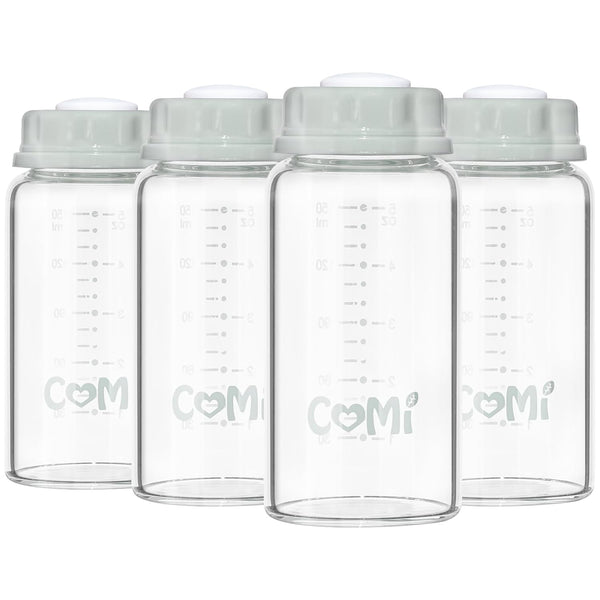 COMI Natural Glass Baby Bottle,Standard Neck Breastmilk Storage Bottle for Fridge,Breast Milk