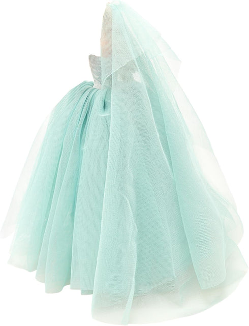 BARWA Light Blue Wedding Dress with Veil for 11.5 Inch Girl Doll, Evening Party Gown