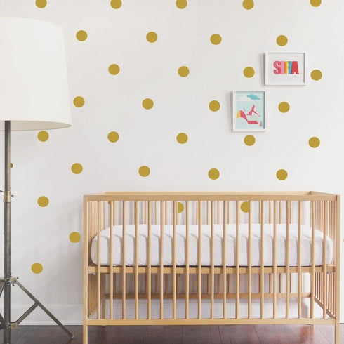 80pcs Gold Polka Dot Wall Decals – Removable Vinyl Stickers for Kids Nursery, Easy Peel Circle Decorations