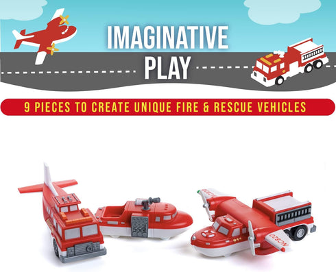 1-3, Set 3 POPULAR PLAYTHINGS Magnetic Vehicles for Toddlers Mix or Match Car Toys, of Gift for Kids - Vehicles, Fire