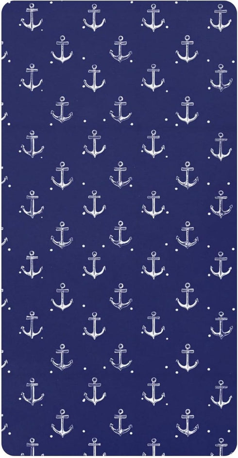 Mazeann White Boat Anchors Crib Sheets Soft Breathable Fitted Cotton Baby Crib Sheets