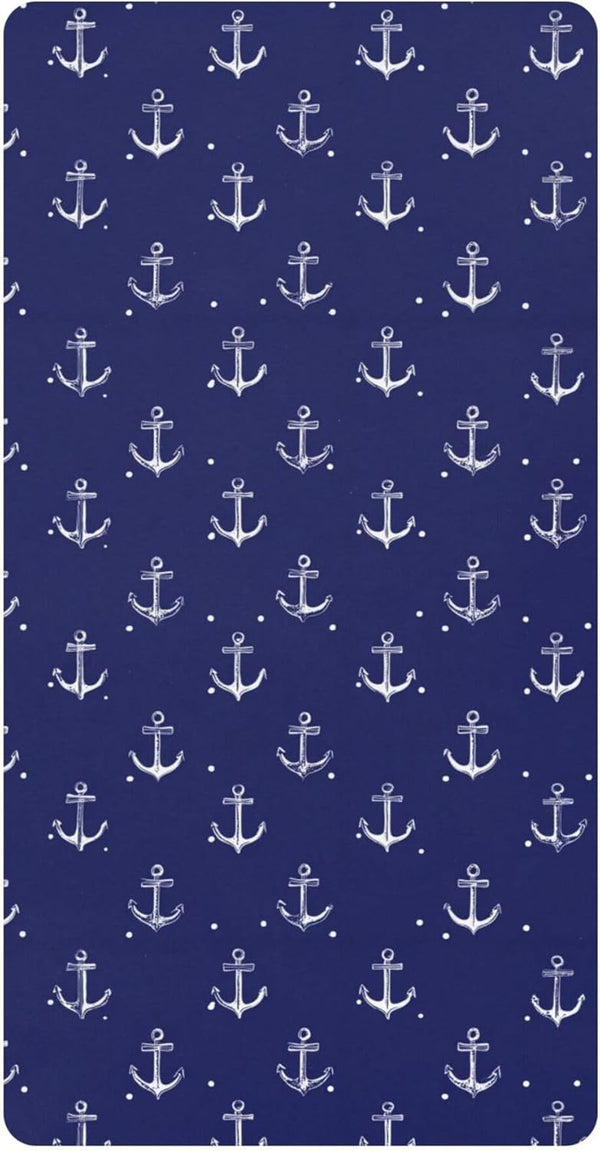Mazeann White Boat Anchors Crib Sheets Soft Breathable Fitted Cotton Baby Crib Sheets