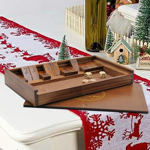 12 2 Juegoal Shut The Box Wooden Board Dice Game with Numbers and Lid for Kids Adults Families, Players and Up