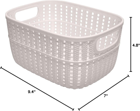 Simplify 2 Tone Sailor Knot Plastic Storage Tote, Decorative Basket for Closet Organization and De-cluttering