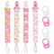 4 Pack Pacifier Clips for Boys & Girls, Silicone Dummy Clips with Adapters for Baby Teething Toys, Baby Shower
