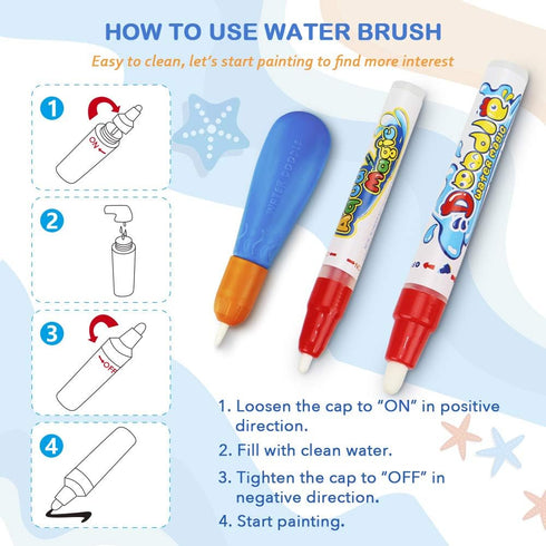 3 4 5 6 7 Water Doodle Mat - Kids Painting Writing Color Doodle Drawing Mat Toy Bring Magic Pens Educational Toys