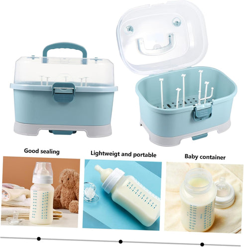 Bottle Storage Box with Draining Drying Rack Portable Milk Bottle Case Organizer for Supplies Lightweight and Wear