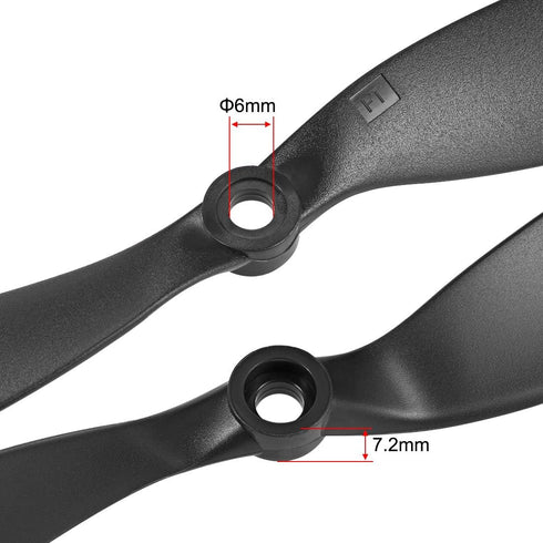 9047 9x4.7 Inch 2-Vane 2 uxcell RC Propellers CW CCW Fixed-Wing for Airplane, Nylon Black Pair with Adapter Rings