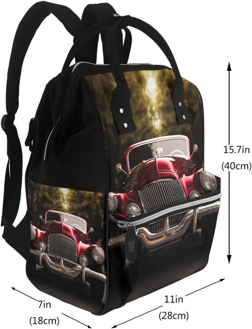 HJTRW Backpack Mummy Backpack Diaper Bag for Women Waterproof Large Nappy Bag Classic Car Nursing Bag