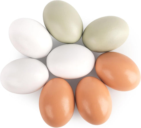LovesTown 8PCS Wooden Easter Eggs, 3 Colors Wooden Eggs for Crafts Chicken