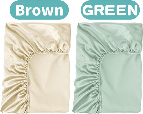 2 Pack 52x28in GUNTAIL Satin Soft Crib Sheet for Baby with Sensitive Hair Silky Baby Mattress Sheet Pink and Violet