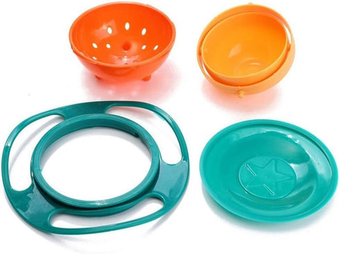 Song Qing Magic Gyro Bowl, 360 Degree Rotate Spill-Proof Bowls with Lid, Creative Feeding Dishes