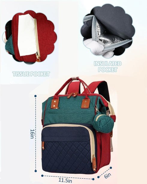 GLIXAVIA Backpack, Mommy Backpack Baby Diaper Bag, Diaper Bags with Multiple Pockets Travel-Friendly Maternity