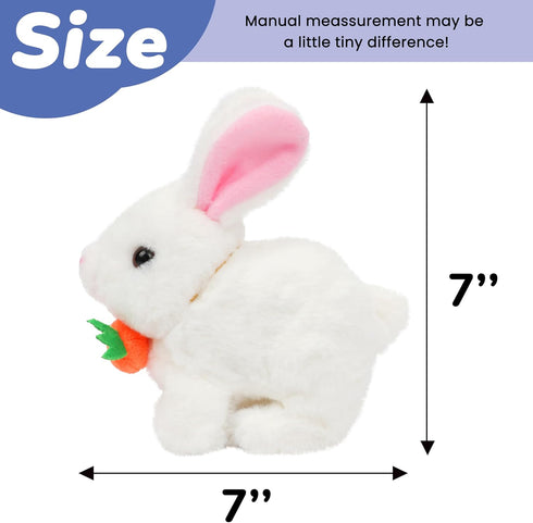 Hopearl Interactive Electronic Pet Plush Bunny - Hopping Rabbit with Carrot, Sounds, Movements for Toddlers, White, 7''