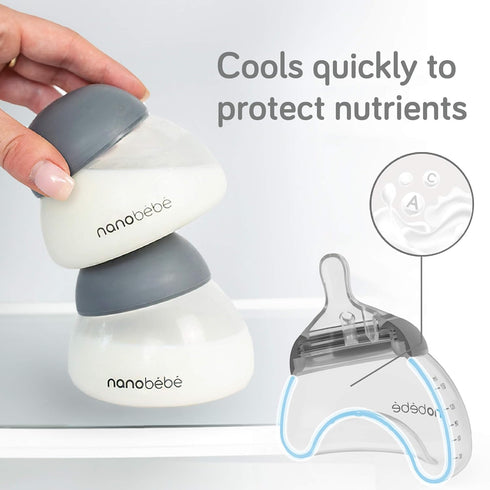 Set 5 oz Nanobebe Breastmilk Baby Bottle Anti-Colic Starter with Silicone Pacifiers, Breast Pump Adapter, and Slow Flow