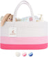 Luxury Diaper Caddy Organizer, Large Cotton Rope Nursery Basket for Baby Diaper Storage, Portable with Removable Divider