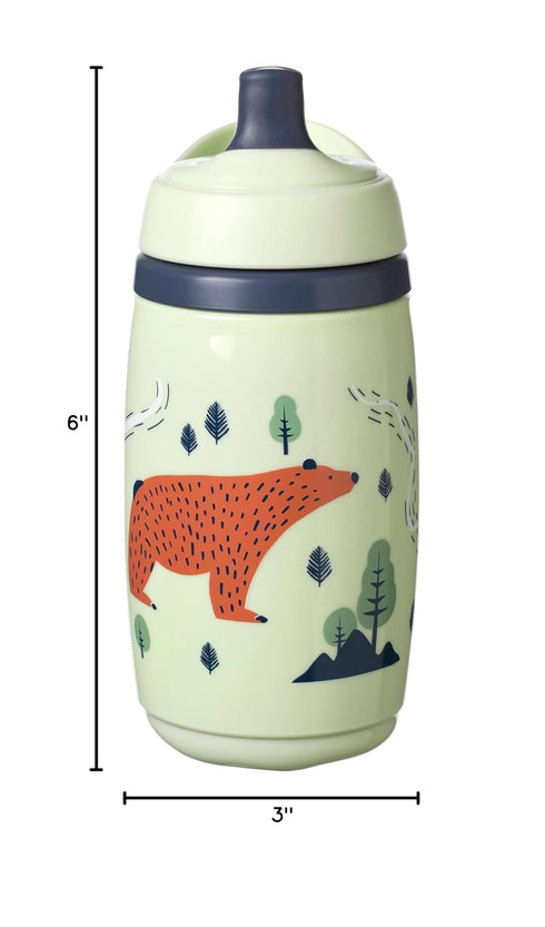 Tommee 9oz 1-3, 100% Pack 1 Tippee Insulated Sporty Toddler Water Bottle, No Spill Sippy Cups for Toddlers INTELLIVALVE