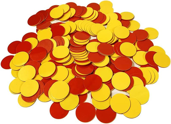 Plastic Two-Color Counter, Red/Yellow, Educational Math Classroom Supplies, Pack of 200