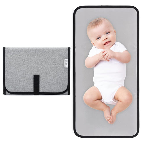 Baby Changing Pad, Portable Waterproof Travel Changing Station for Newborn Girl & Boy, Compact Grey