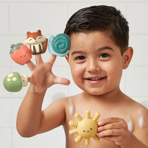 Set 5-Piece Set 4 1 6 Itzy Ritzy Finger Puppet Bath Toy Includes Soft Finger Puppets & Water-Squirting Bath Toy Fun