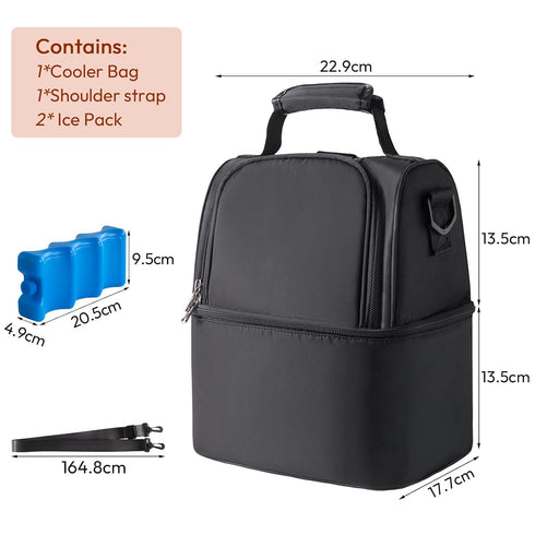 2 Pack, 6 NCVI Breastmilk Cooler Bag with Ice Breast Pump Bag with Cooler Fits Bottles, Double Layer Breast Milk Travel