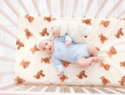 FIGEPO Pack Set Fitted Baby Neutral N Play Sheets Mini Crib Sheets Bear and Buffalo Check Plaid Breathable Unisex Baby
