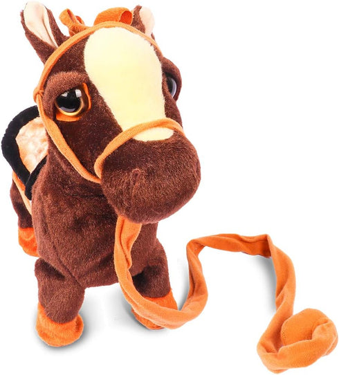 Smalody Plush Interactive Toy, Animated Walking Pony Electronic Pet Horse with Leash Pony Robot Plush Stuffed Animal