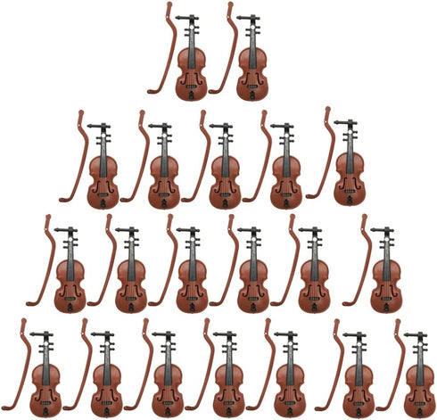 BESTOYARD 20 Sets Miniature Violin, Tiny Musical Instrument Model for Dollhouse Crafts