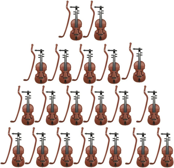 BESTOYARD 20 Sets Miniature Violin, Tiny Musical Instrument Model for Dollhouse Crafts
