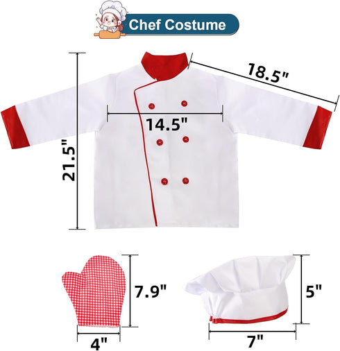 11 Set, Set, 3+, Noamus Pcs Kid Chef Role Play Costume Pretend Chef Outfit with Realistic Accessories, Kitchen Toys Kid